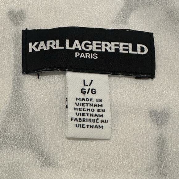 Karl Lagerfeld Paris Women Large Blouse Button Eiffel Tower White - Picture 7 of 11